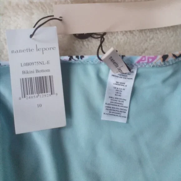 💦Nannette Lapore 2PC Swimsuit Bikini Blue/Pink Size: 10 NWT - Picture 7 of 8